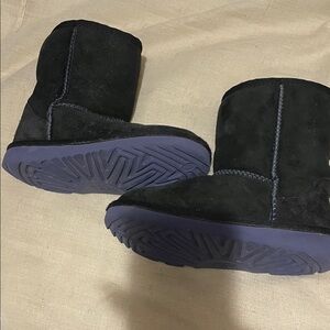 UGG Black Suede Boots with Purple Soles